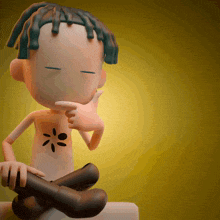a cartoon character with dreadlocks is sitting in a lotus position with his eyes closed