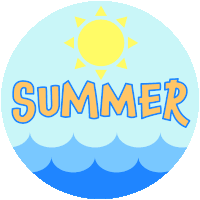 a blue circle with the word summer written in orange
