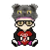 a pixel art of a person wearing a cat hat and sunglasses