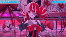 a girl with red hair is holding a sword in a video game .