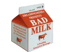 a box that says bad milk on it