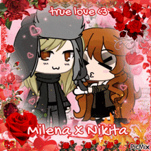 a picture of a boy and a girl with the words true love on it