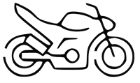 a line drawing of a motorcycle on a white background