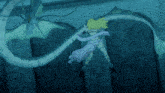 a woman is being attacked by a giant dragon