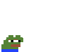 a pixel art of a green frog on a white background