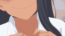 a close up of a person 's neck with the word crunchyroll visible in the upper right corner