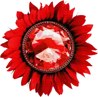 a red flower with a red diamond in the middle