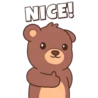 a brown teddy bear is giving a thumbs up with the words nice behind him