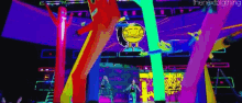 a bunch of cartoon characters are dancing in a dark room with the words the next lighting in the bottom right corner