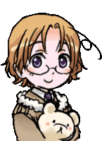 a cartoon drawing of a little boy holding a teddy bear