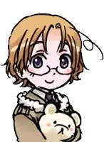 a cartoon drawing of a little boy holding a teddy bear