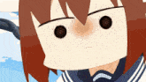 a close up of a cartoon character 's face with big eyes