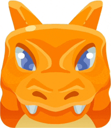 a cartoon illustration of a dragon 's head with blue eyes