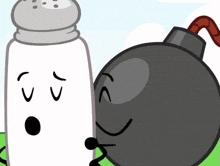 a salt shaker and a bomb are standing next to each other in a cartoon