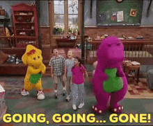 Barney The Dinosaur Going Going Gone GIF - Barney The Dinosaur Going Going Gone Baseball GIFs