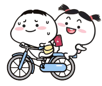a cartoon of a boy and a girl riding a bicycle