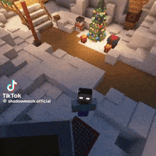 a video of a christmas tree in a minecraft world