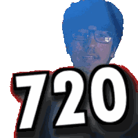 a man with glasses and the number 720 on his face
