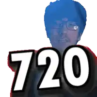 a man with glasses and the number 720 on his face