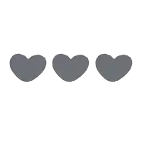 three grey hearts on a white background