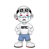 a cartoon character wearing a bing shirt and shorts