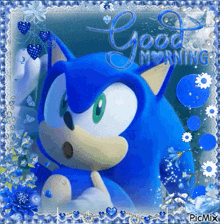 a picture of sonic the hedgehog with the words good morning on it