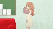 a girl standing in front of a sign that says sheep & sleep
