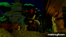 shadow the hedgehog in a video game with a sign that says make a gif.com on the bottom