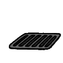 a cartoon rabbit is sitting in a tray with a red nose .