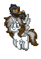 a pixel art of a horse with a person on its back