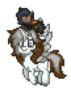 a pixel art of a horse with a person on its back