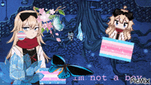 a pixel art of a girl with a butterfly and the words i 'm not a boy piemix