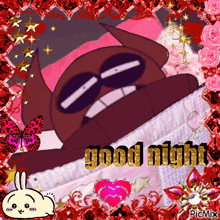 a picture of a cartoon character with the words good night on it