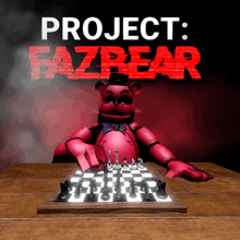 a poster for project fazbear with a chess board