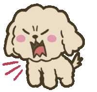 a cartoon drawing of a poodle with its mouth wide open