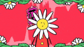 a cartoon drawing of a daisy with a smiley face