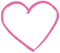 a pink heart drawn on a white background with a brush