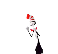 a cat in the hat with a red and white hat on