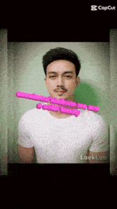 a man in a white shirt with a caption that says " apalamu alaikum we are a cool family "