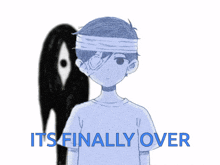 a drawing of a boy with a bandage on his head and the words its finally over