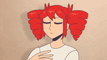 a cartoon drawing of a woman with red hair