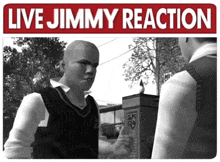 a poster that says ' live jimmy reaction ' on the top