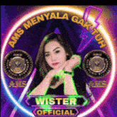 a picture of a woman in a circle with the name wister on it