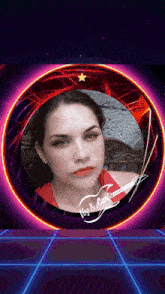 a picture of a woman in a circle with the words " voz & canto " on the bottom