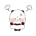 a panda bear with two speech bubbles coming out of its mouth .