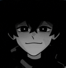 a close up of a person 's face in a black and white cartoon .