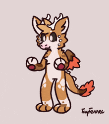 a drawing of a furry animal with the name tayfennec on the bottom right