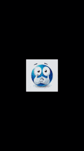 a blue smiley face with a sad expression on it