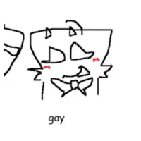 a black and white drawing of a person 's face with the word gay written below it .