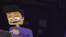 a pixel art drawing of a man with a purple shirt
